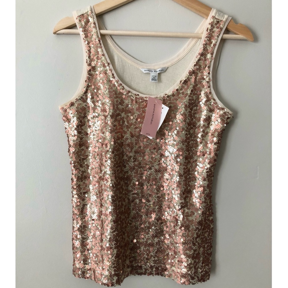 Banana Republic • XSP • Rose Gold Silver Gold Sequined Tank Top